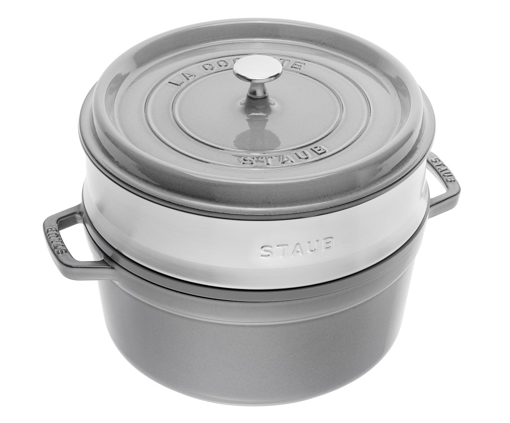 Cast Iron Round Cocotte w/ Steamer Set
